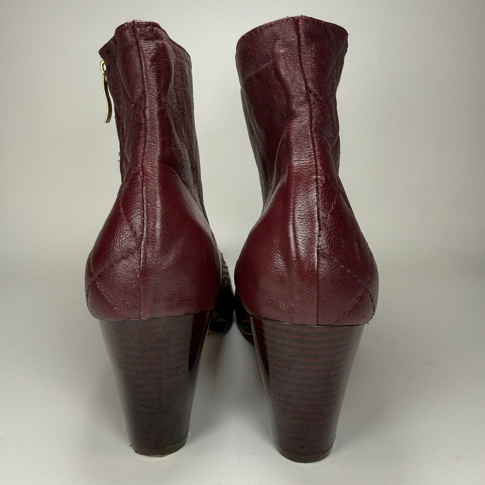 VEARI Genuine Python Snakeskin Ankle Boots Burgundy Red Leather Mexico Sz 10. - Picture 4 of 12